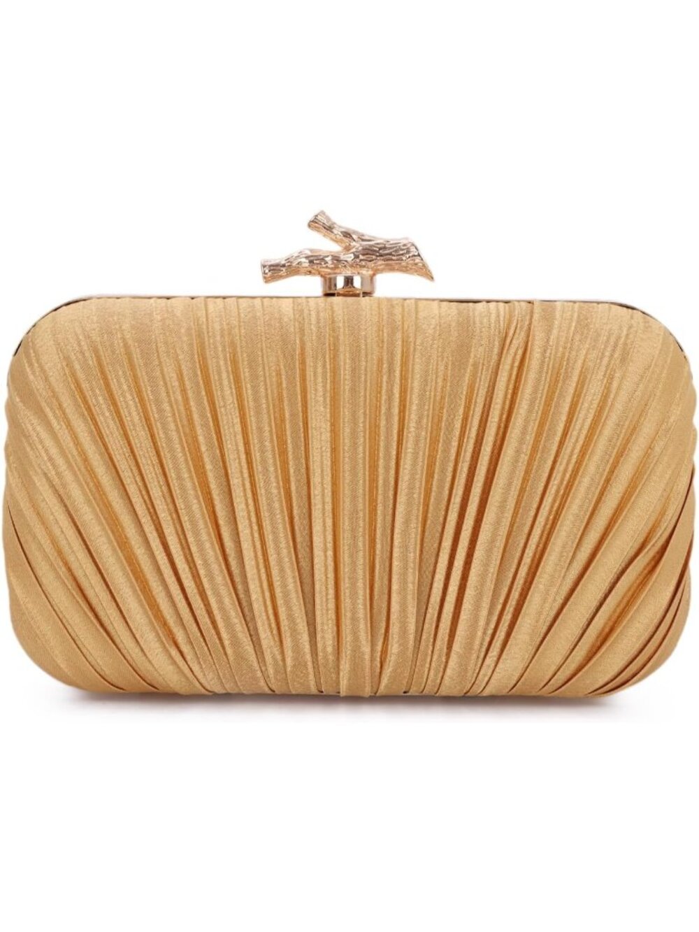〽️women's Dark Gold Pleated Clutch Purse With Chain Wedding Party Evening Bag